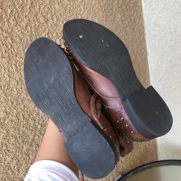 Report Bismark Brown Studded Lace Up Combat Boots - Picture 9 of 10